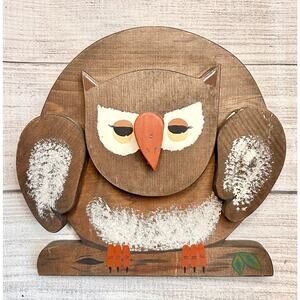 Hand painted Wooden Owl Wall Decor